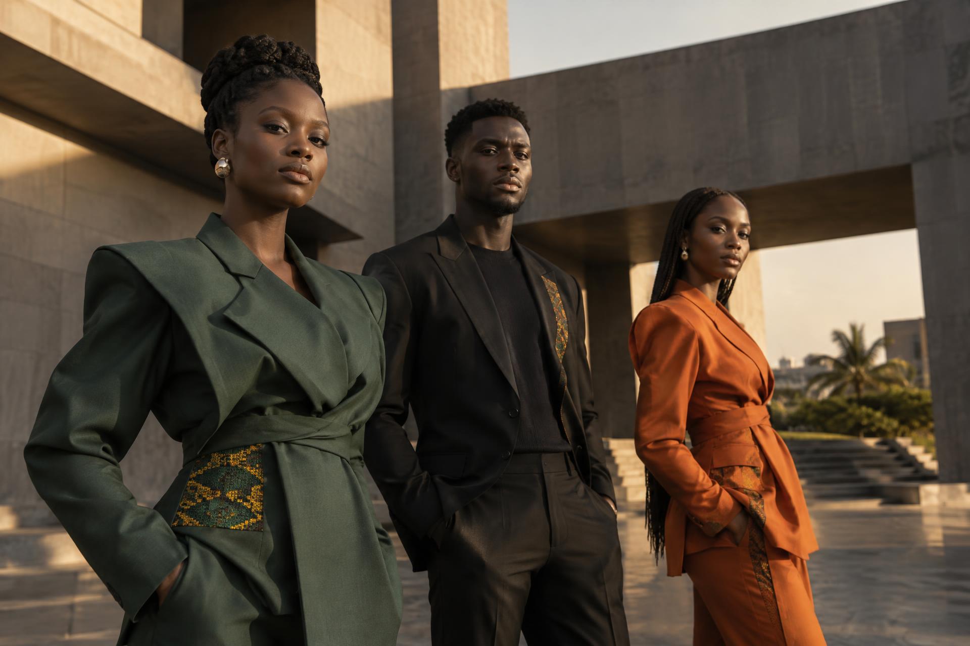 Three African professionals in contemporary fashion